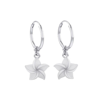 Plumeria - Hawaii National Flower Silver ฺHoop Earrings TER2100 - Jewelry
